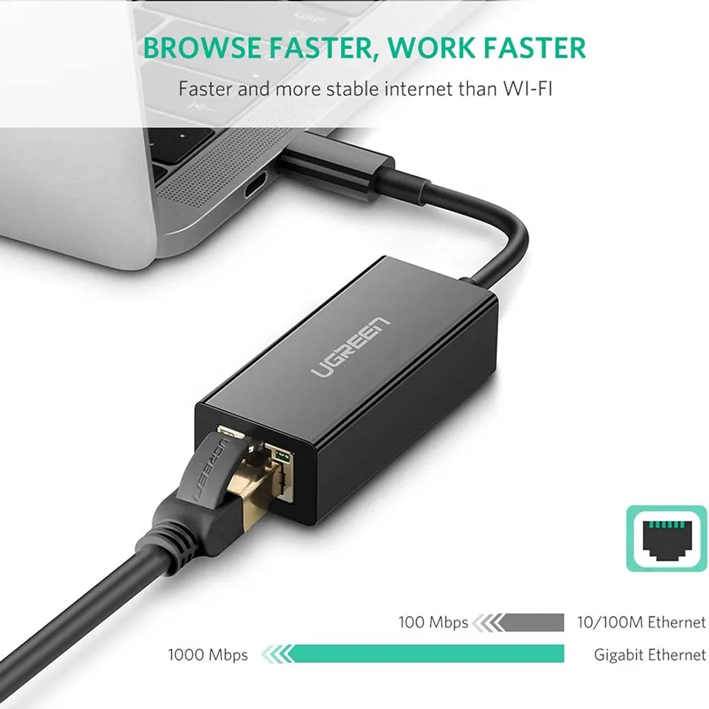 UGREEN 50307 US236 USB-C to Ethernet Adapter Black