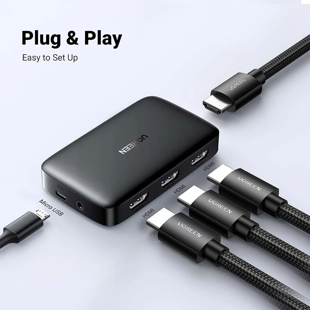 UGREEN 80125 HDMI Switch 3-in-1 4K 60Hz HDMI Splitter