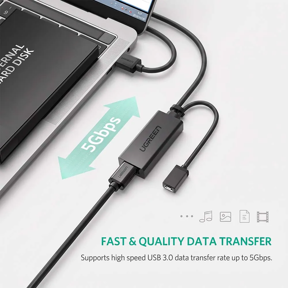 UGREEN 20827 US175 USB 3.0 10m Male to Female Extension Cable Black