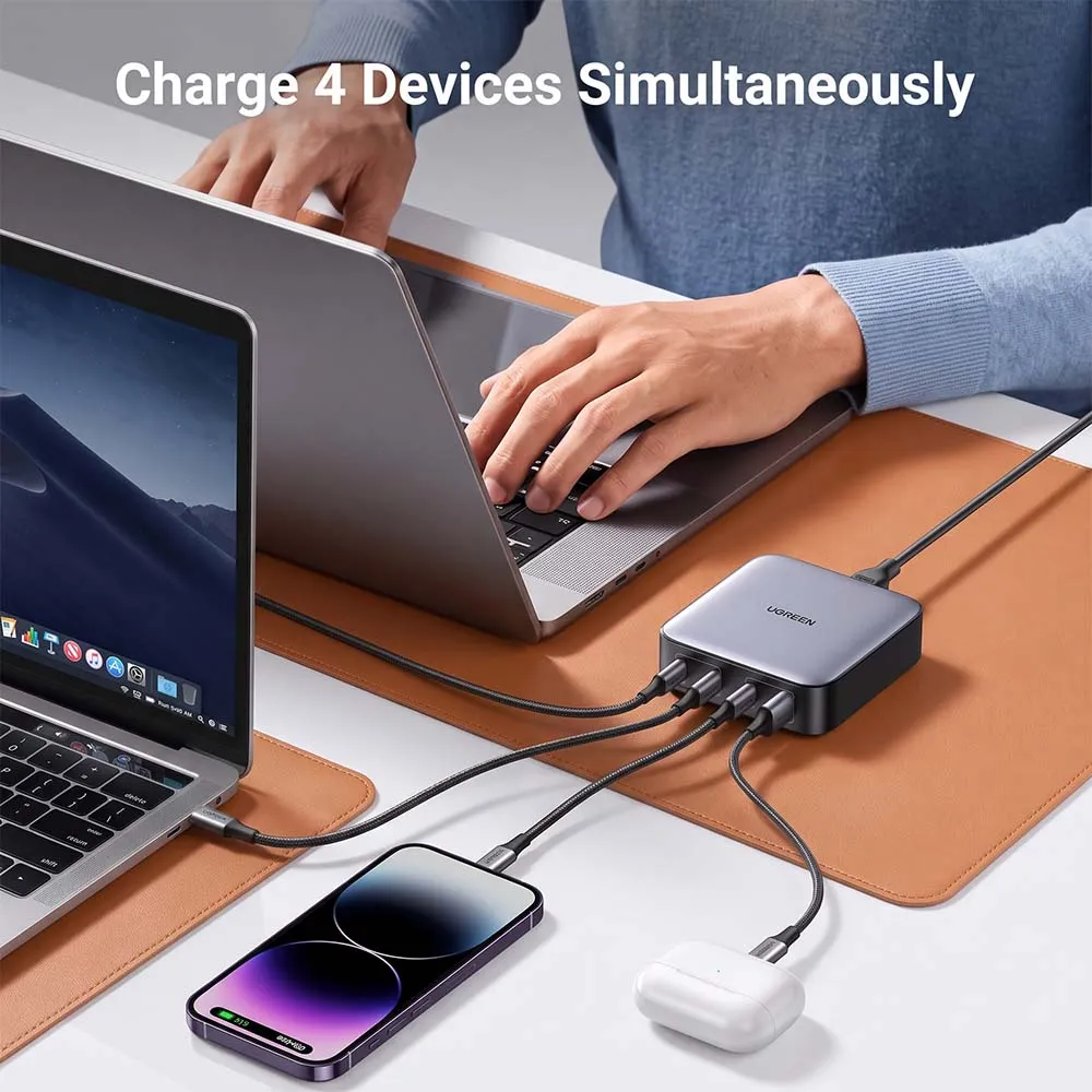 UGREEN 90928 Nexode CD328 100W GaN Desktop Fast Charger with Power Delivery 3x USB-C 1x USB-A