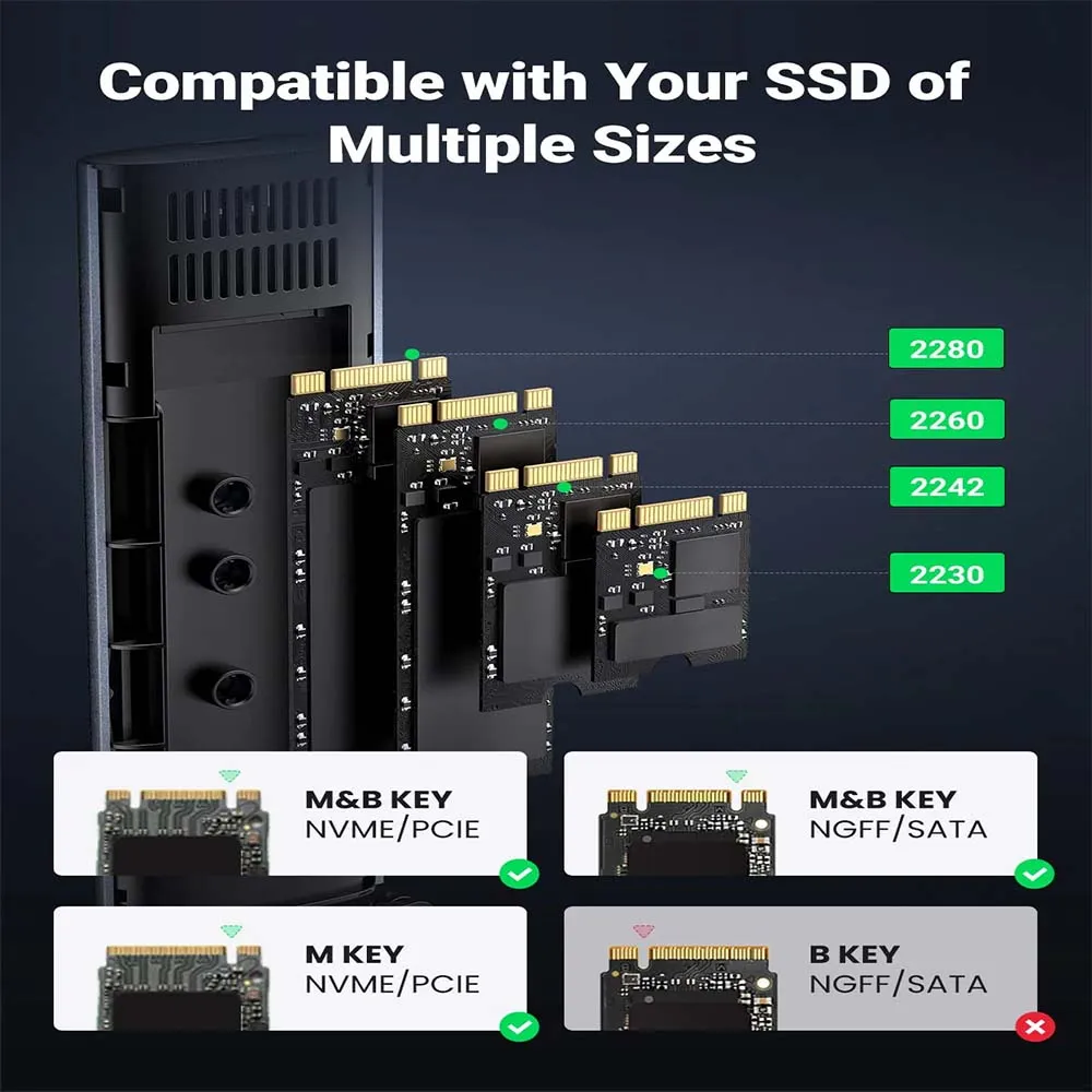 UGREEN 90264 M.2 NVMe SSD Enclosure, USB 3.2 GEN 2 10Gbps SSD Caddy