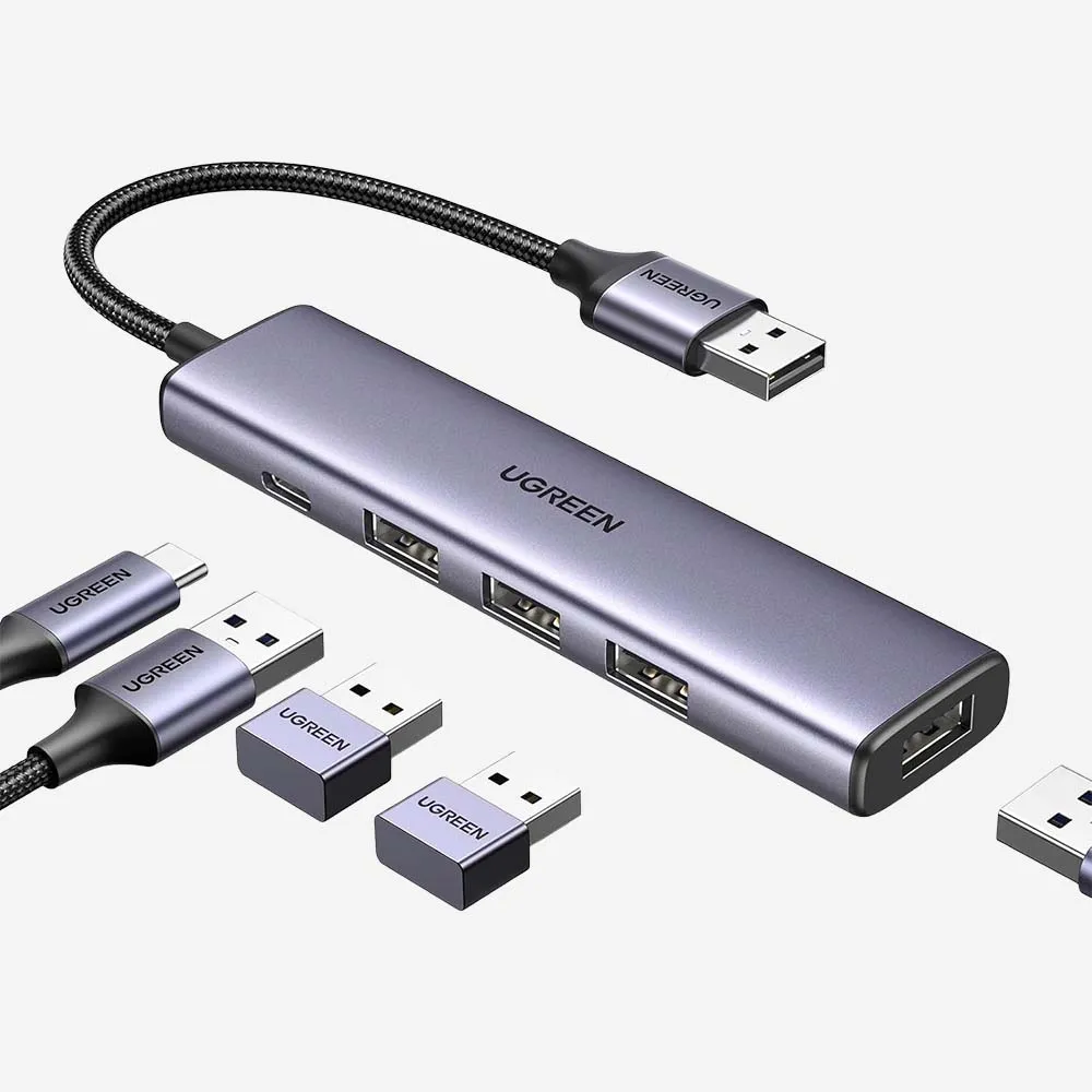 UGREEN 20805 CM473 5-in1 1-Port USB-C to 4-Port USB-A Hub Adapter Gray