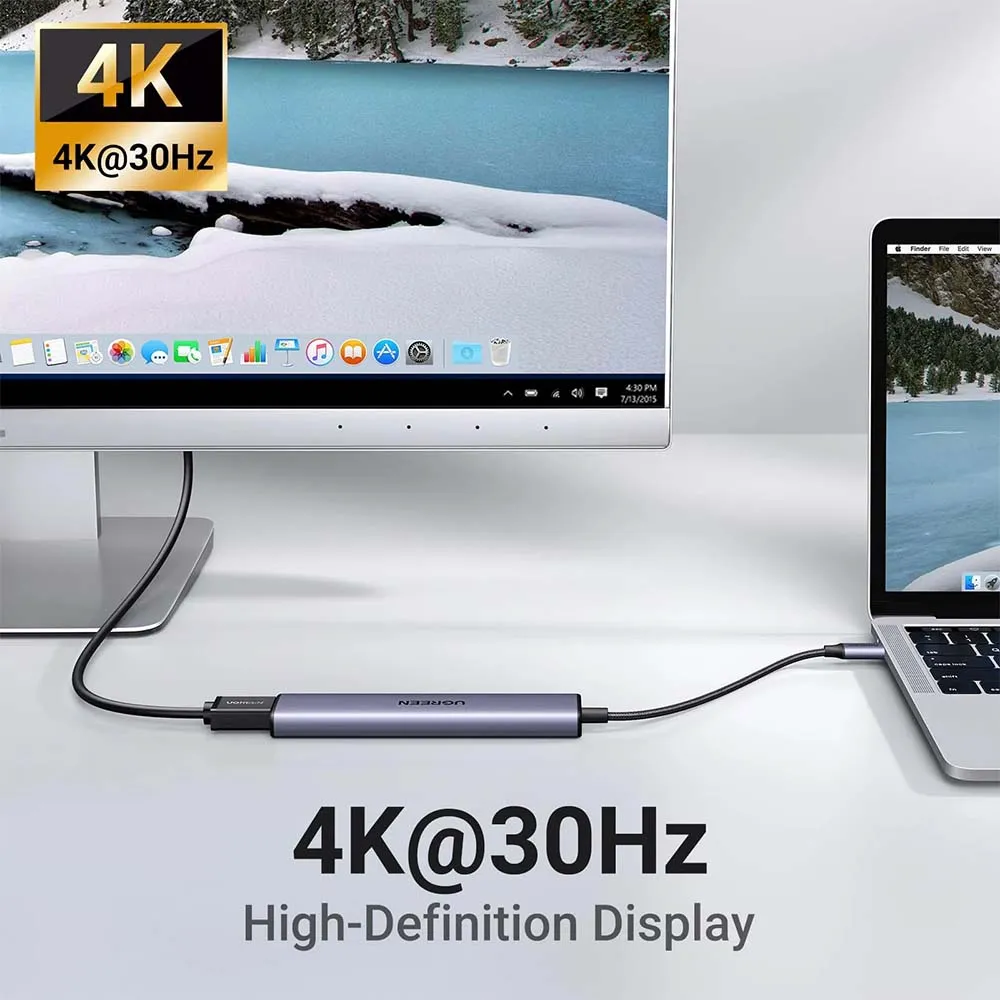 UGREEN 15495 USB-C To HDMI+1xUSB3.0 A+2xUSB2.0 A+PD-5 in 1