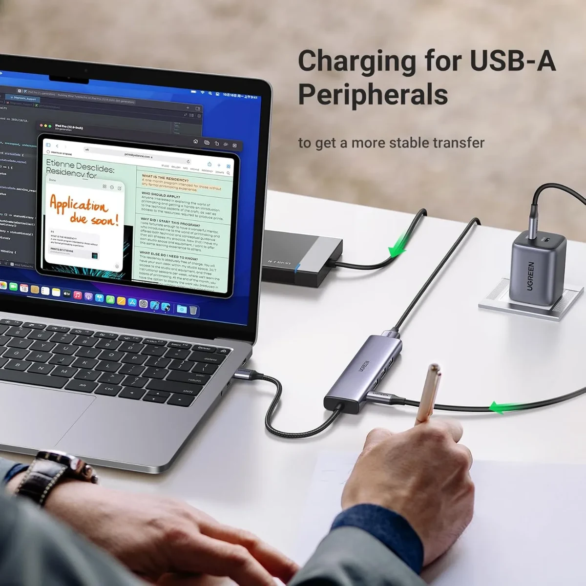 UGREEN 20805 CM473 5-in1 1-Port USB-C to 4-Port USB-A Hub Adapter Gray