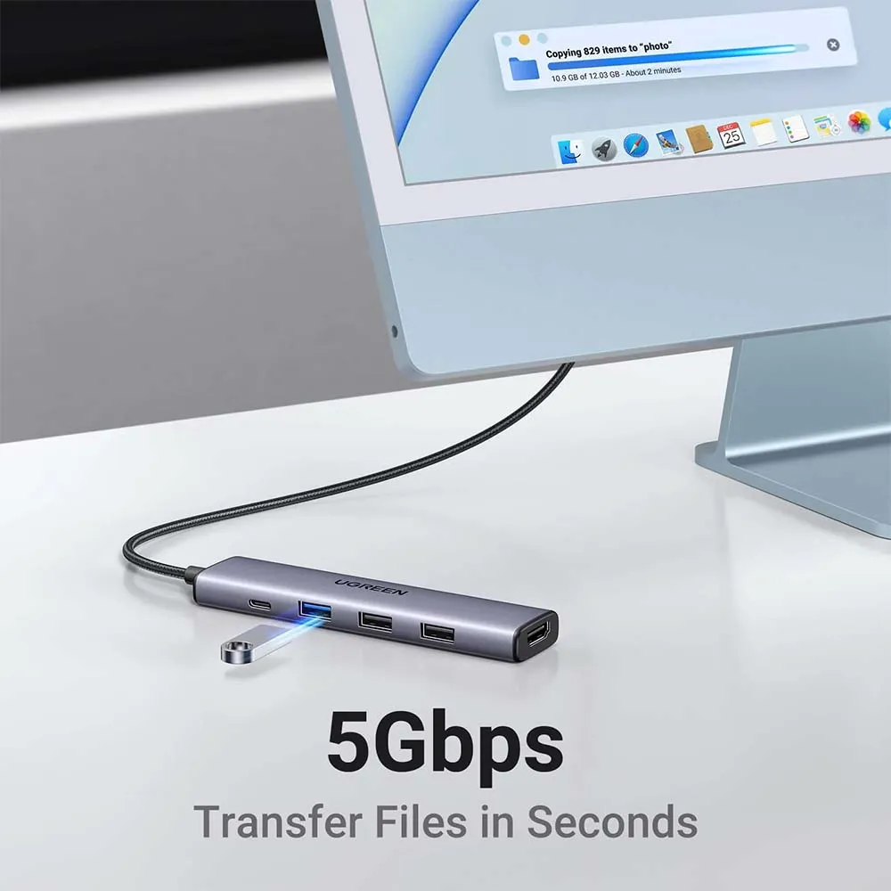 UGREEN 15495 USB-C To HDMI+1xUSB3.0 A+2xUSB2.0 A+PD-5 in 1