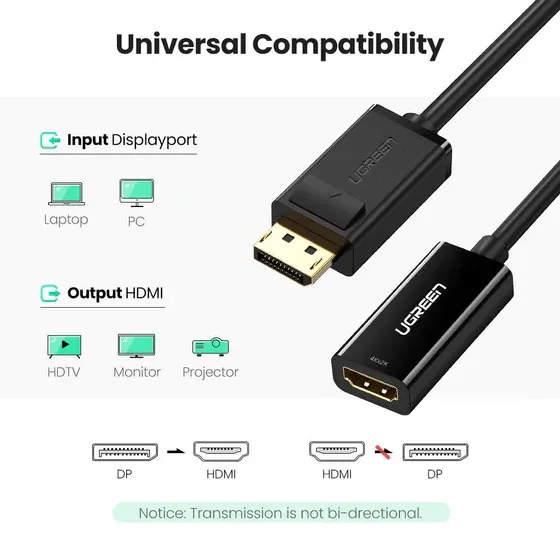 UGREEN 40363 Display Port to HDMI Female Converter 4K 2K