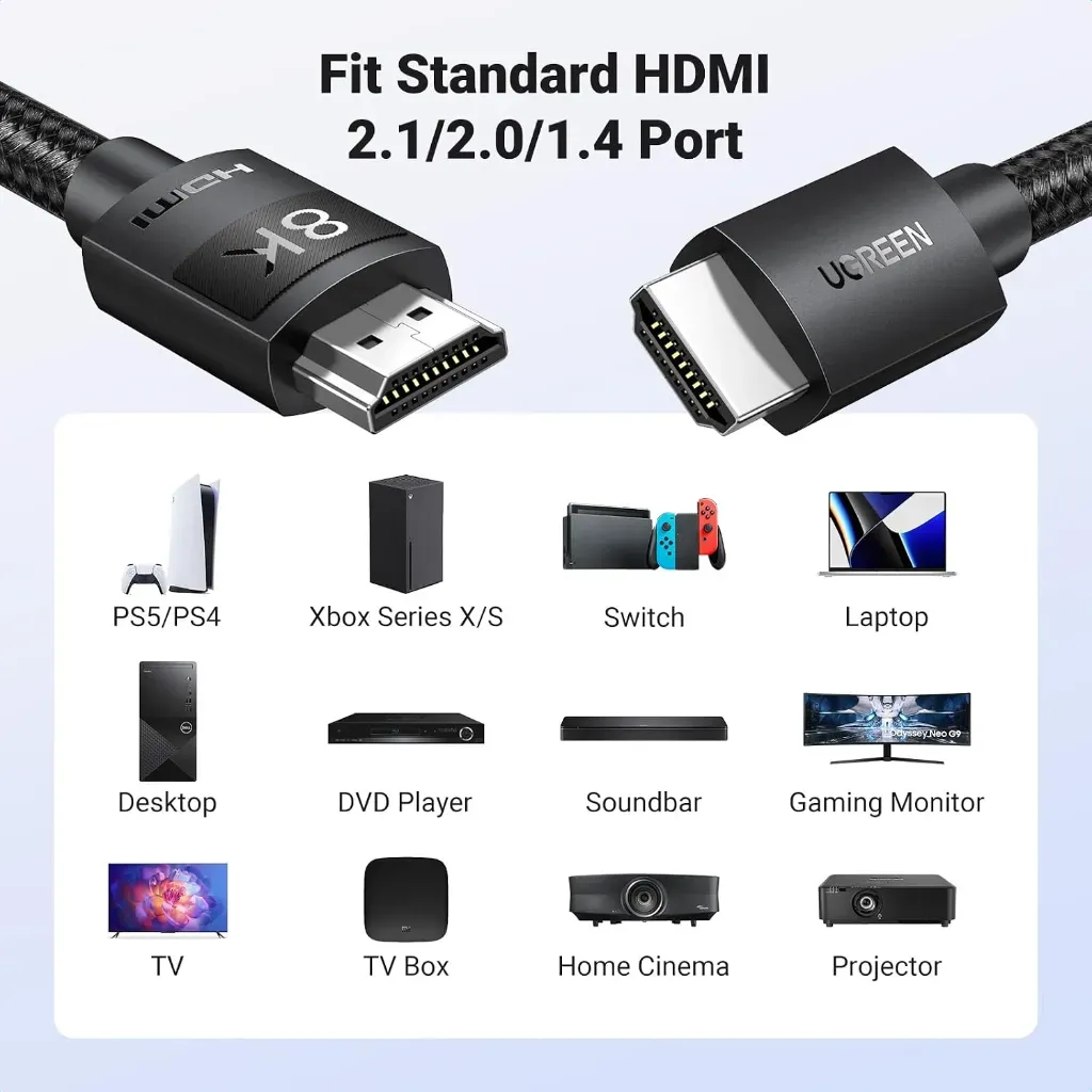 UGREEN 40182 HD150 HDMI 8K 5m Braided Cable