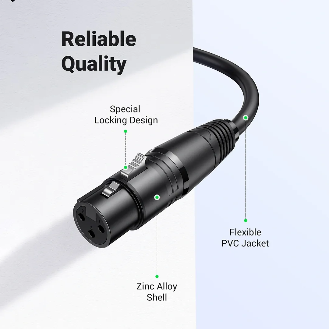UGREEN 20714 10m Canon Male to Female Microphone Extension Audio Cable Black
