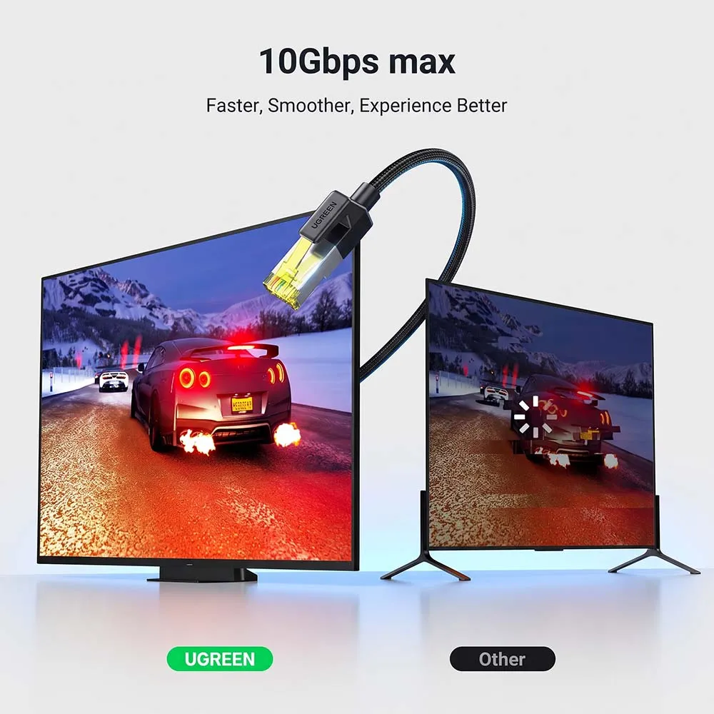 UGREEN 10643 Cat7 15m Pure Copper Braided Ethernet Cable Black