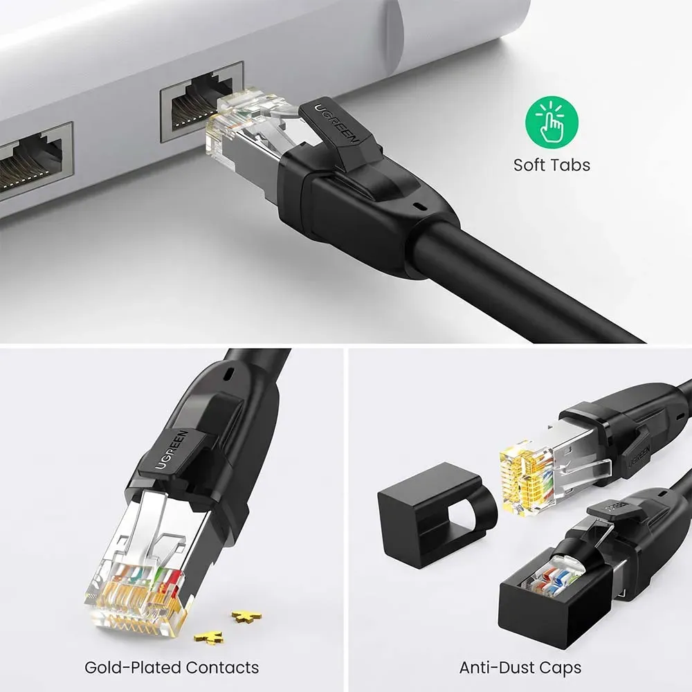 UGREEN 70239 NW121 2m Pure Copper Ethernet Cable Black