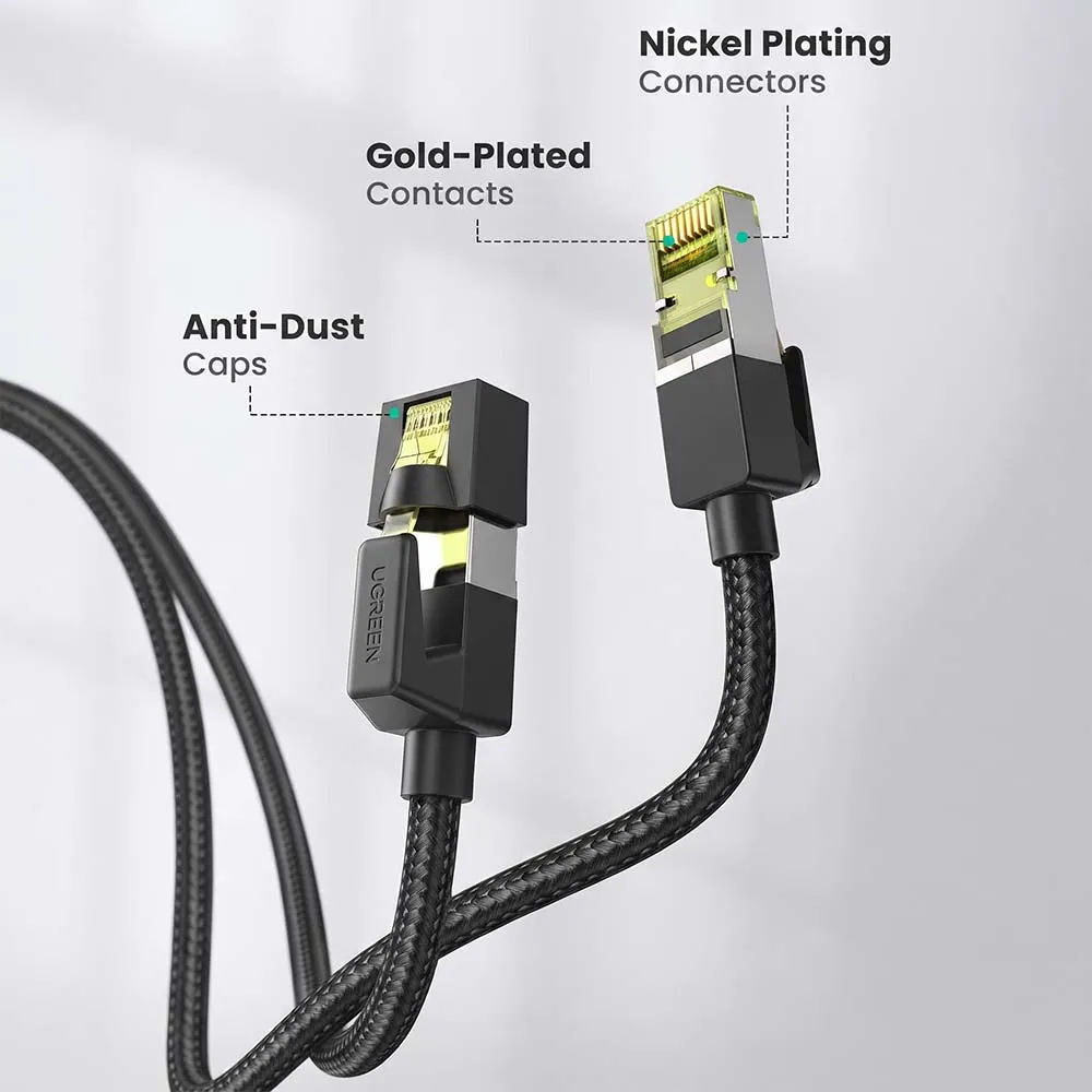 UGREEN 80424 NW150 Cat 7 3m Shielded Round Ethernet Cable Black