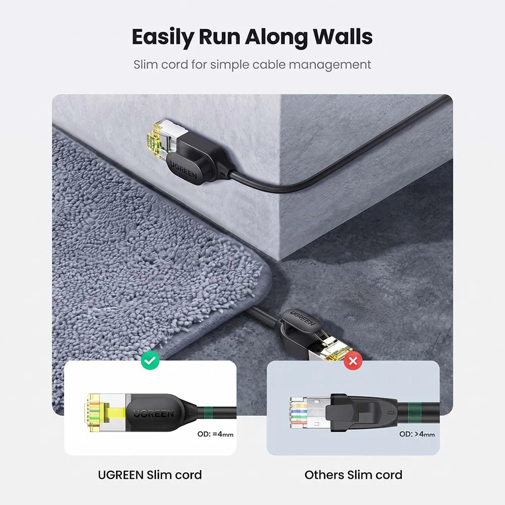 UGREEN 80417 NW149 Cat 7 2m Shielded Round Ethernet Cable Black
