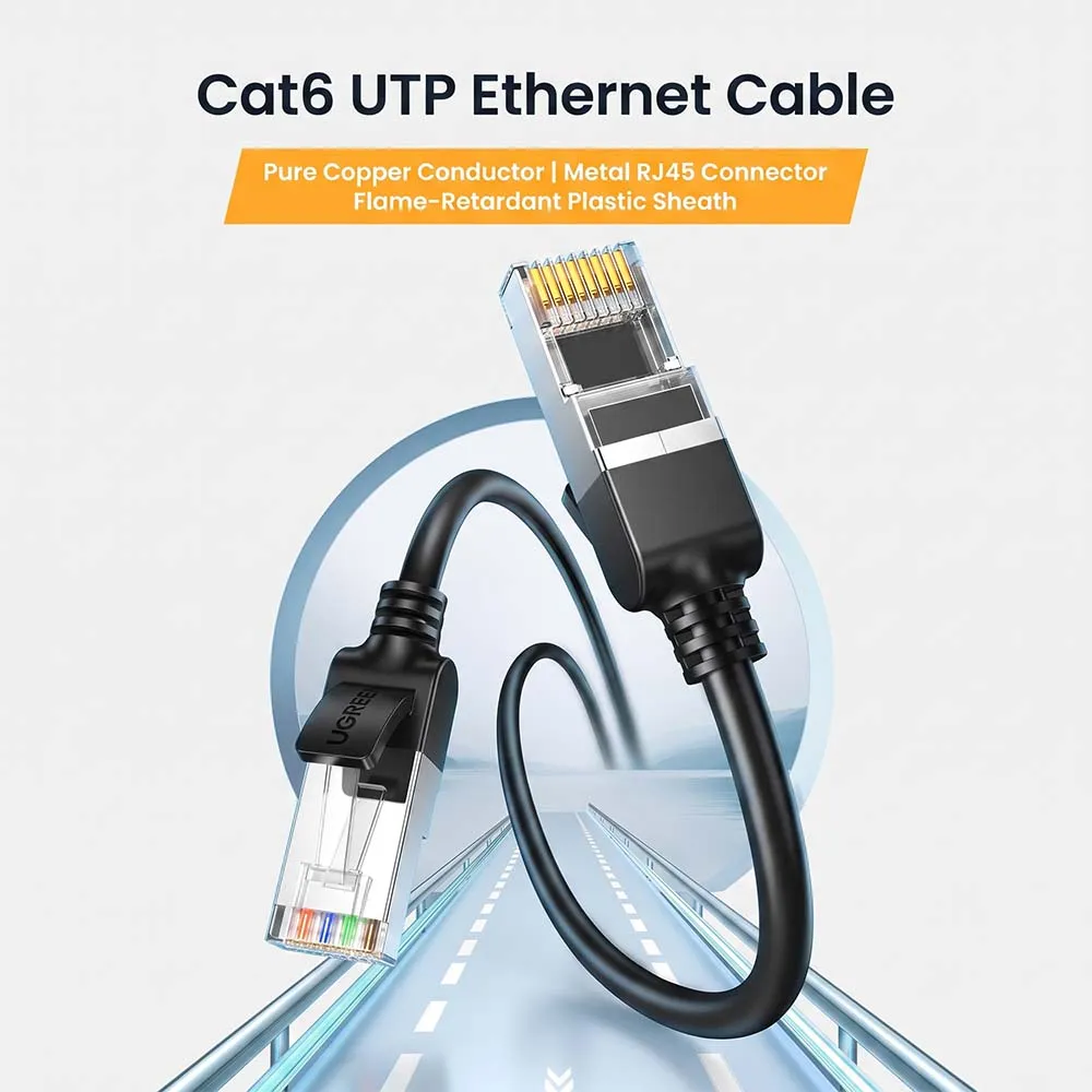 UGREEN 50191 NW101 Cat 6 U/UTP 1m Pure Copper Ethernet Cable Black