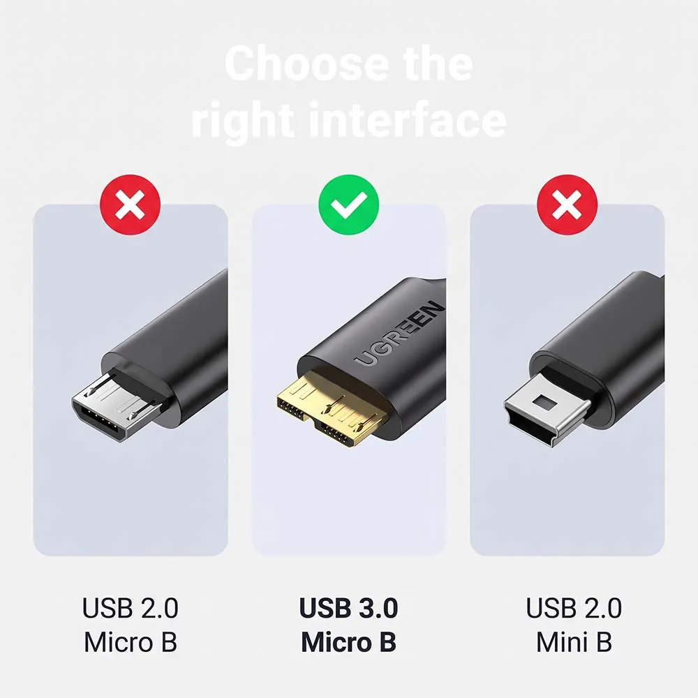 UGREEN 10841 USB-A 3.0 Male to Micro USB 3.0 Male Cable 1m Black