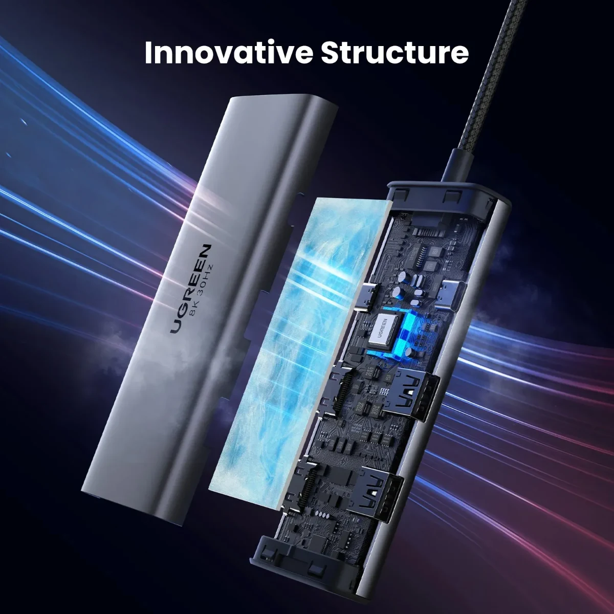 UGREEN 15852 Revodok 206 6 in 1 USB-C Hub 2xHDMI 4K60Hz 2xUSB-A 3.0 1xUSB-C 3.0 PD 8K