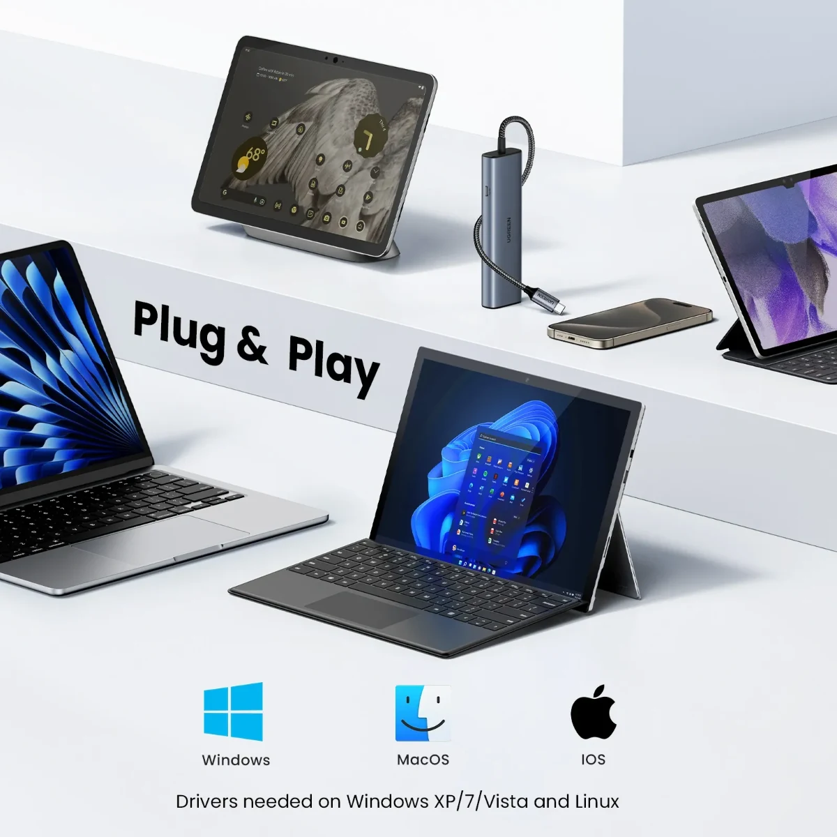 UGREEN 45320 CM512 6-in-1 USB-C 10Gbps Hub Space Grey
