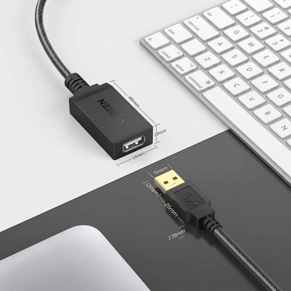 UGREEN 10321 USB-A Male to USB-A Female 10m Active Extension Cable with Chipset Black