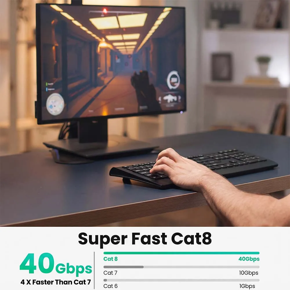 UGREEN 10983 Cat8 U/FTP 5m Pure Copper Ethernet Cable Black