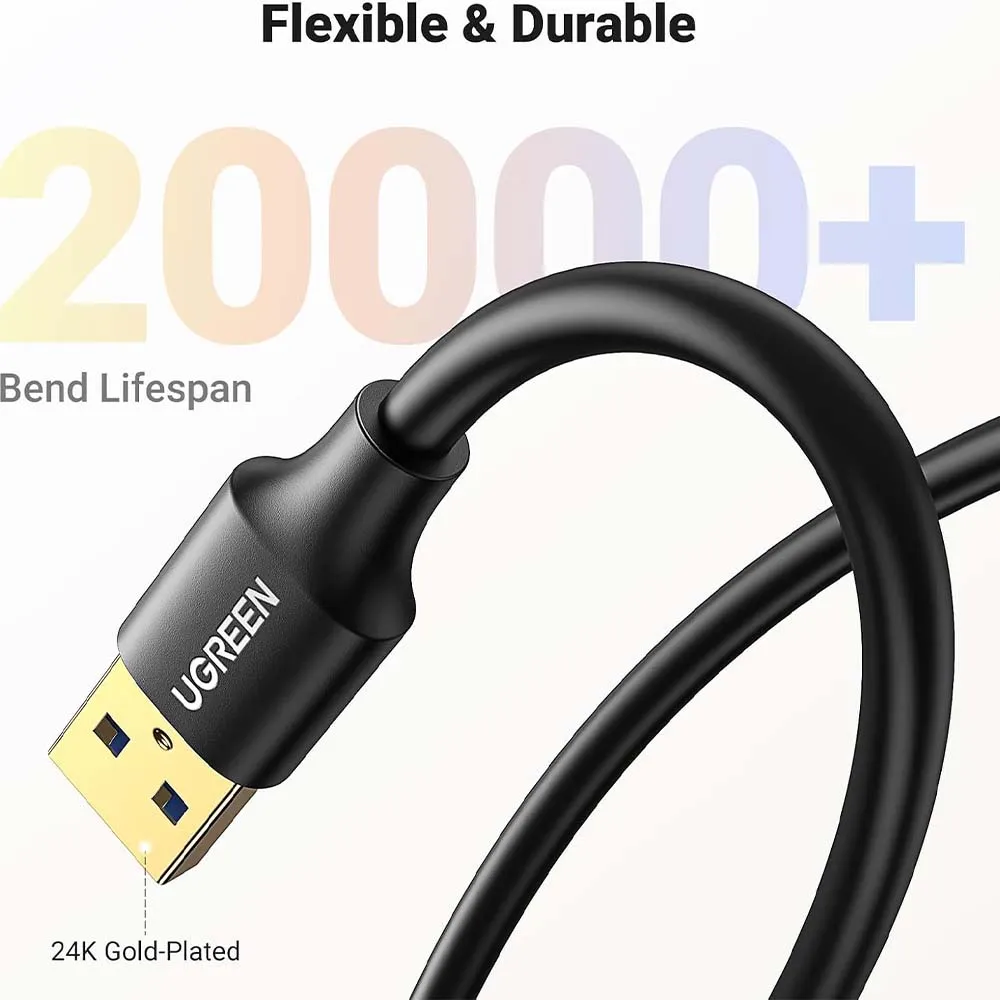 UGREEN 10368 USB-A 3.0 Male 1m Extension Cable Black