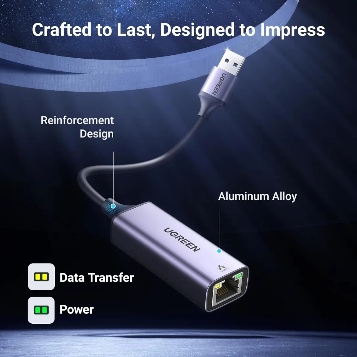 UGREEN 50922 USB-A to RJ45 Ethernet Adapter Gray