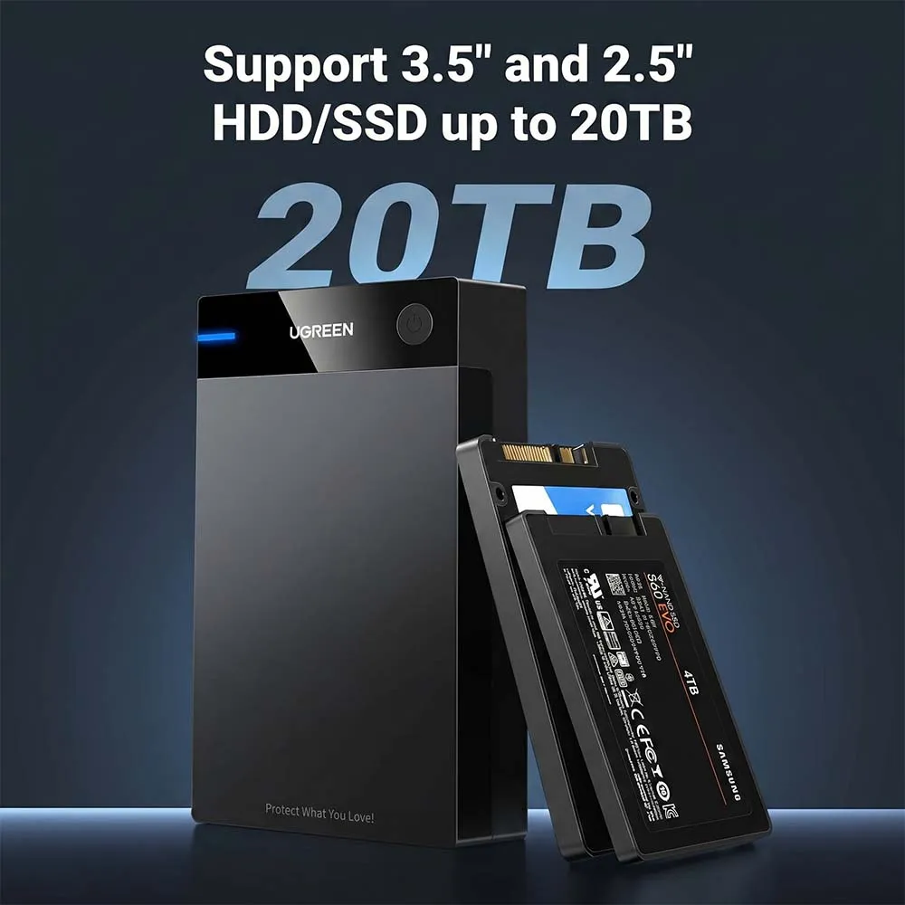 UGREEN 50422 USB 3.0 SATA Hard Drive Enclosure for 2.5" & 3.5" HDD/SSD