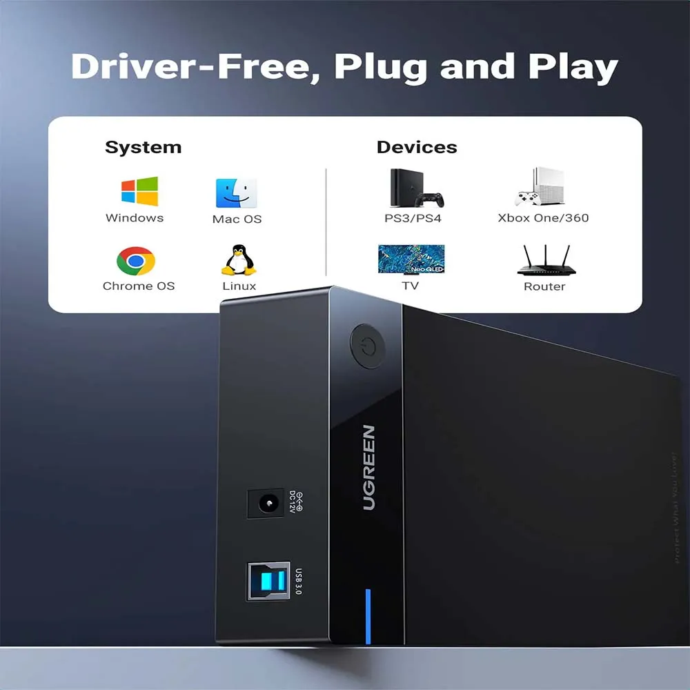 UGREEN 50422 USB 3.0 SATA Hard Drive Enclosure for 2.5" & 3.5" HDD/SSD