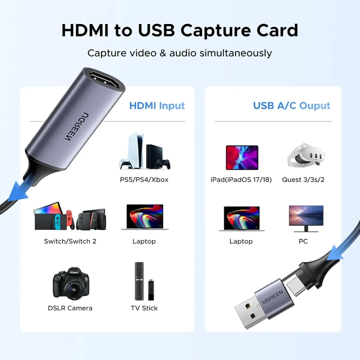 UGREEN 40189 Video Capture Card Single HDMI Input