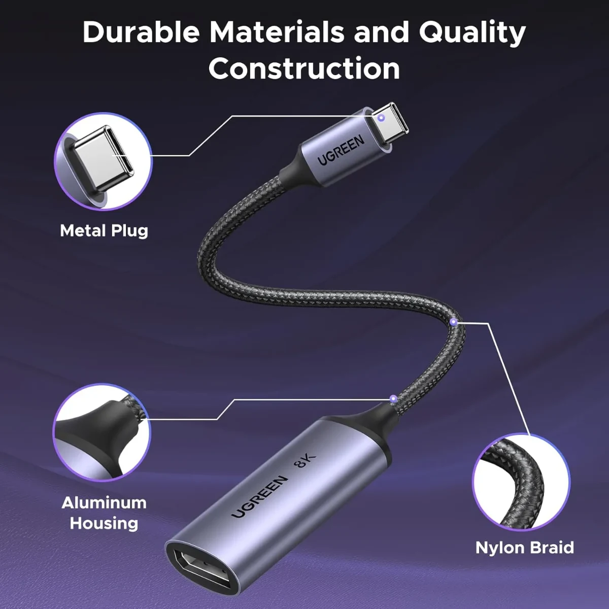 UGREEN 15575 USB-C to Display Port 1.4 10cm