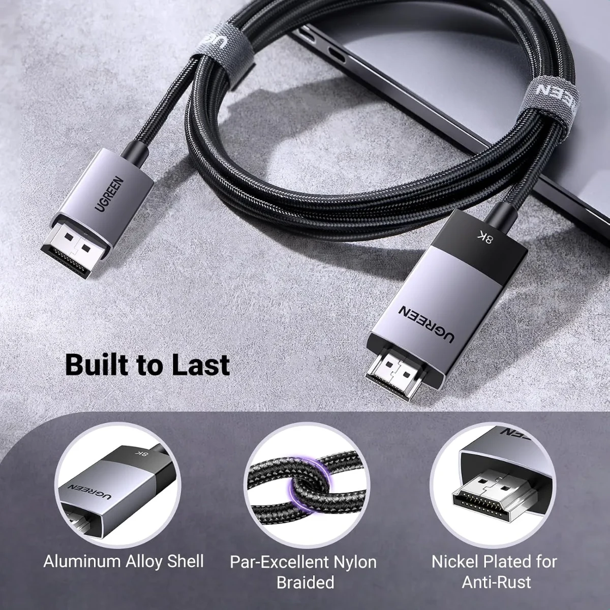 UGREEN 80397 Display Port to HDMI 8K 2m Cable Black