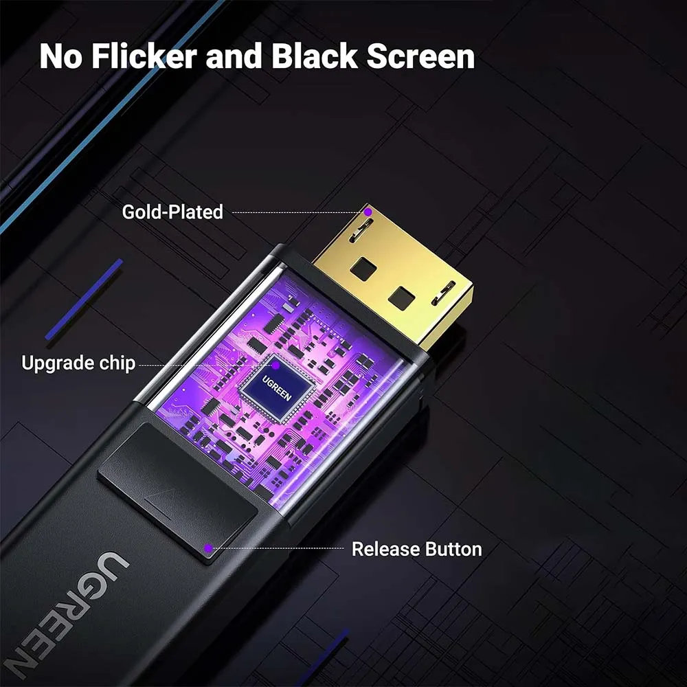 UGREEN 10203 Display Port to HDMI 4K 3m Cable Black