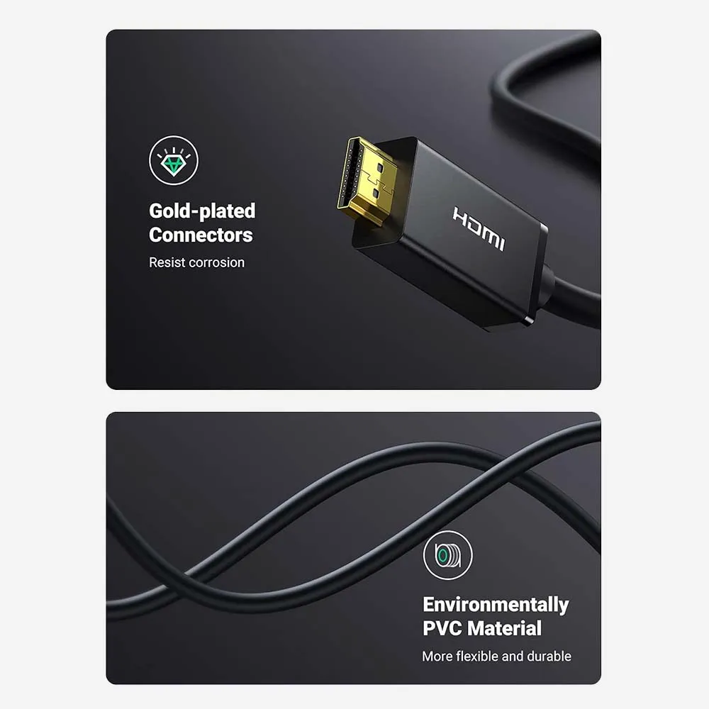 UGREEN 10238 Display Port to HDMI 4K 30Hz 1m Cable Black