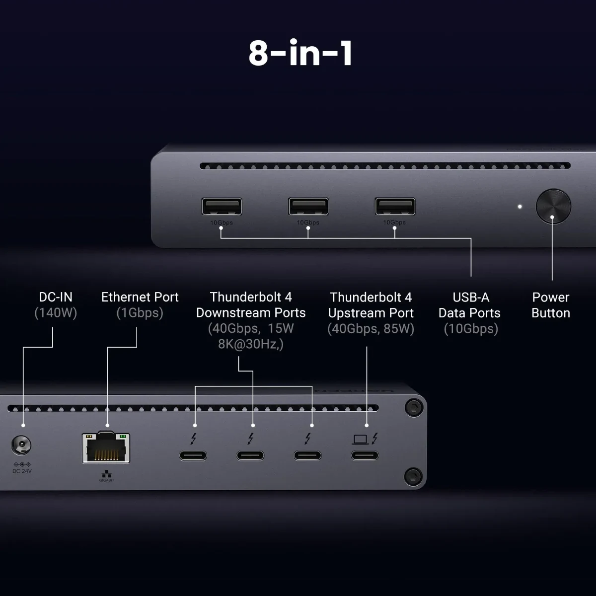UGREEN 25053 Thunderbolt 4 Dock 8 in 1 Docking Station