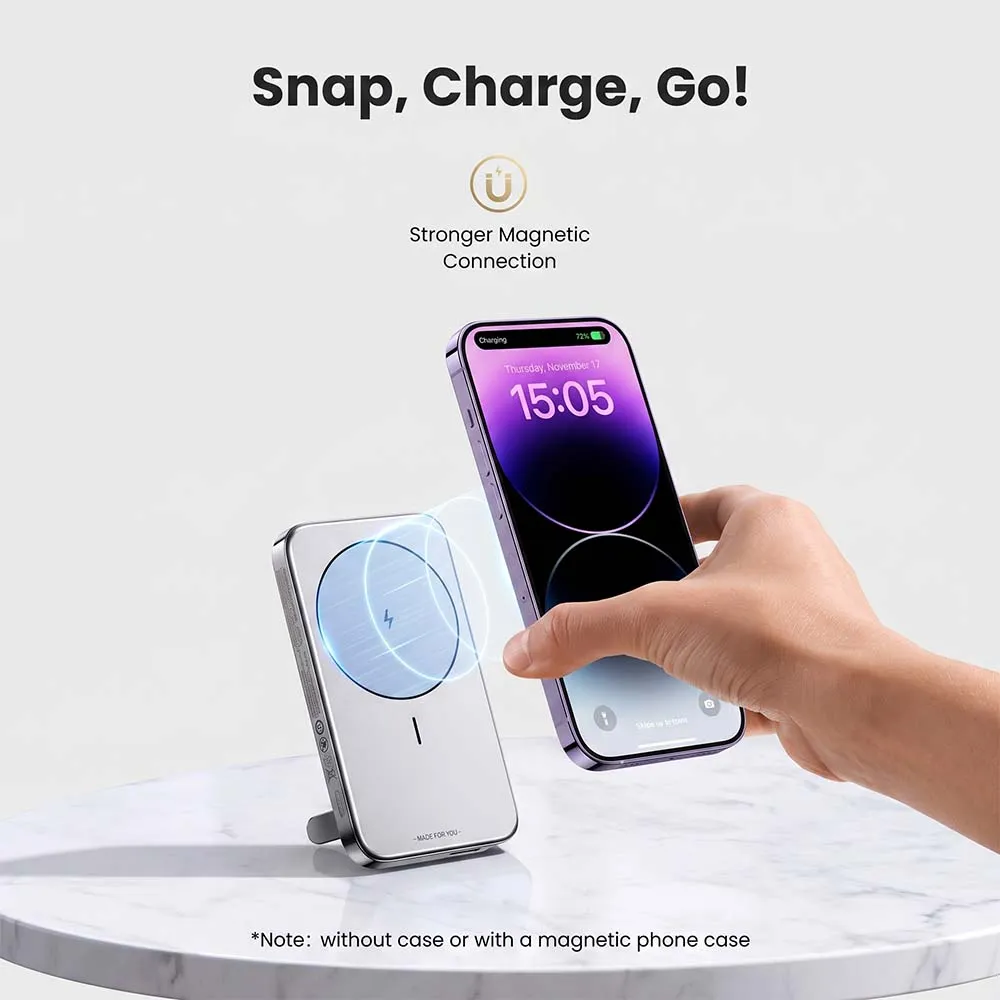 UGREEN 15086 10000mAh Magnetic Wireless Power Bank Gray