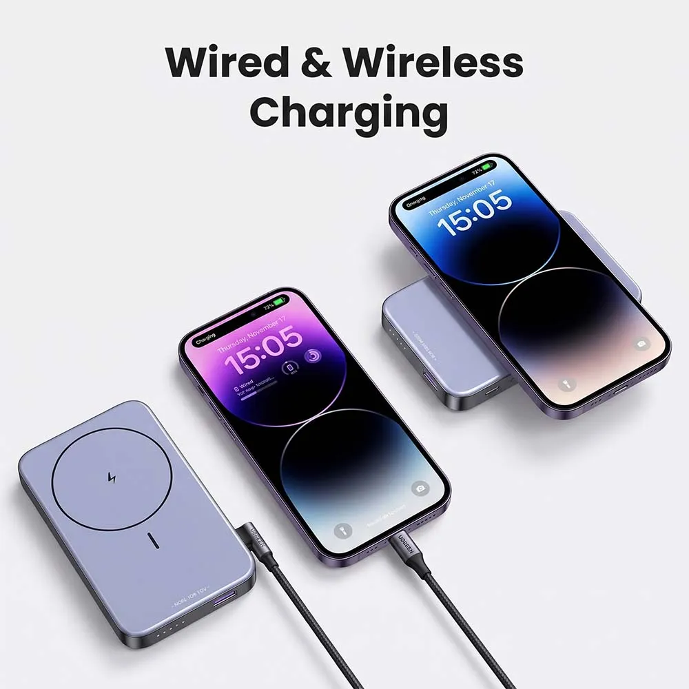 UGREEN 15086 10000mAh Magnetic Wireless Power Bank Gray