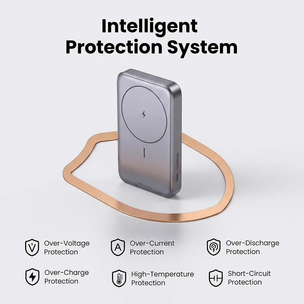 UGREEN 15086 10000mAh Magnetic Wireless Power Bank Gray