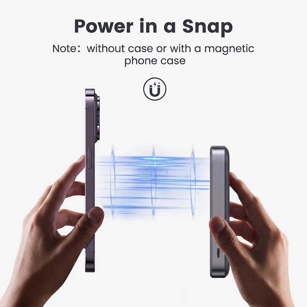 UGREEN 15086 10000mAh Magnetic Wireless Power Bank Gray