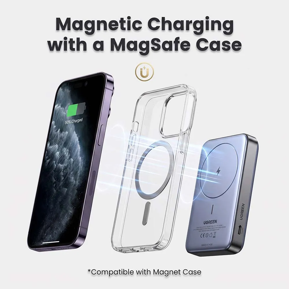UGREEN 15086 10000mAh Magnetic Wireless Power Bank Gray