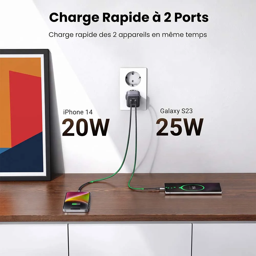 UGREEN 90573 Nexode 45W GaN Fast Wall Charger 2x USB-C