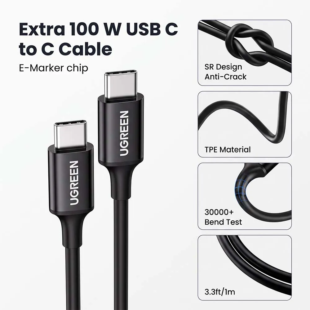UGREEN 35025 130W Car Charger 2-Port USB-C & 1-Port USB-A Fast Charging Adapter Black