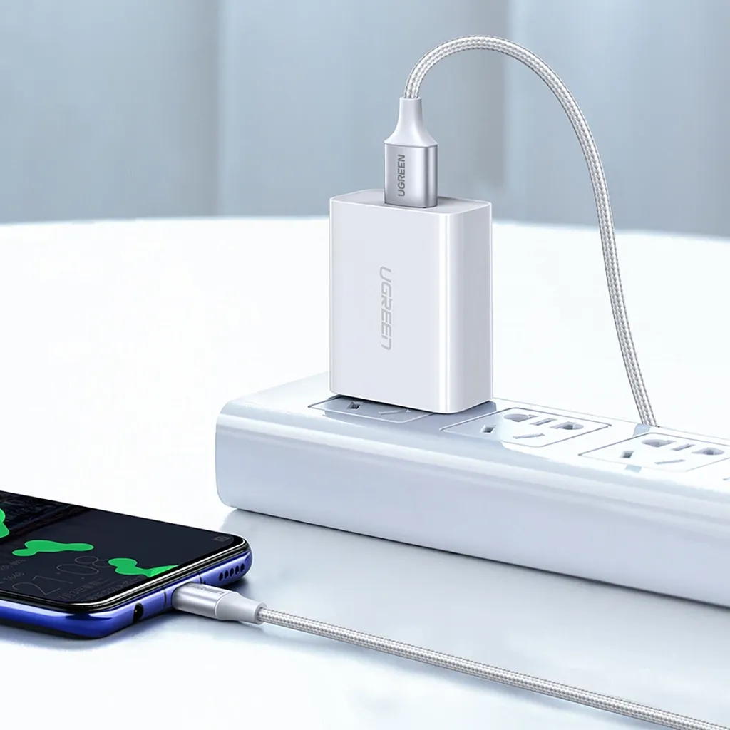 UGREEN 60123 2m USB-A to USB-C Nickel Plating Cabel White