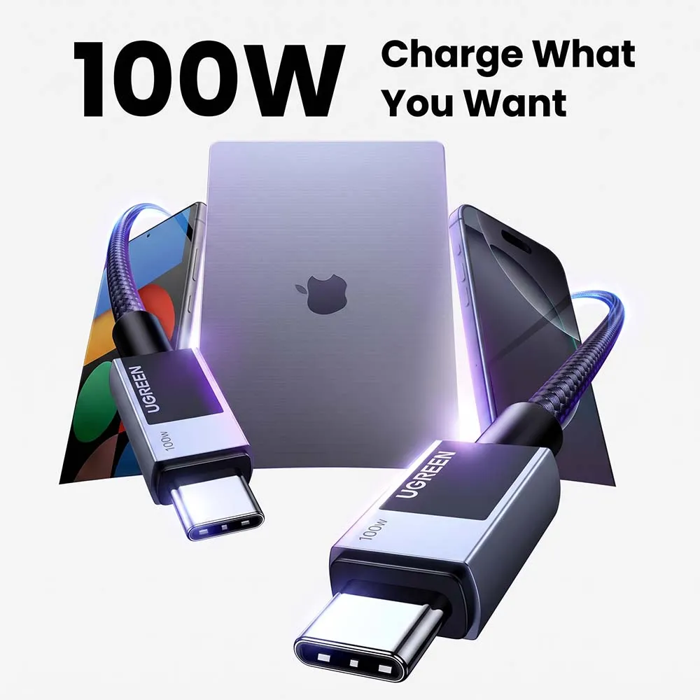 UGREEN 45064 L512 2m USB-C to USB-C Braided Cable 100W Gray