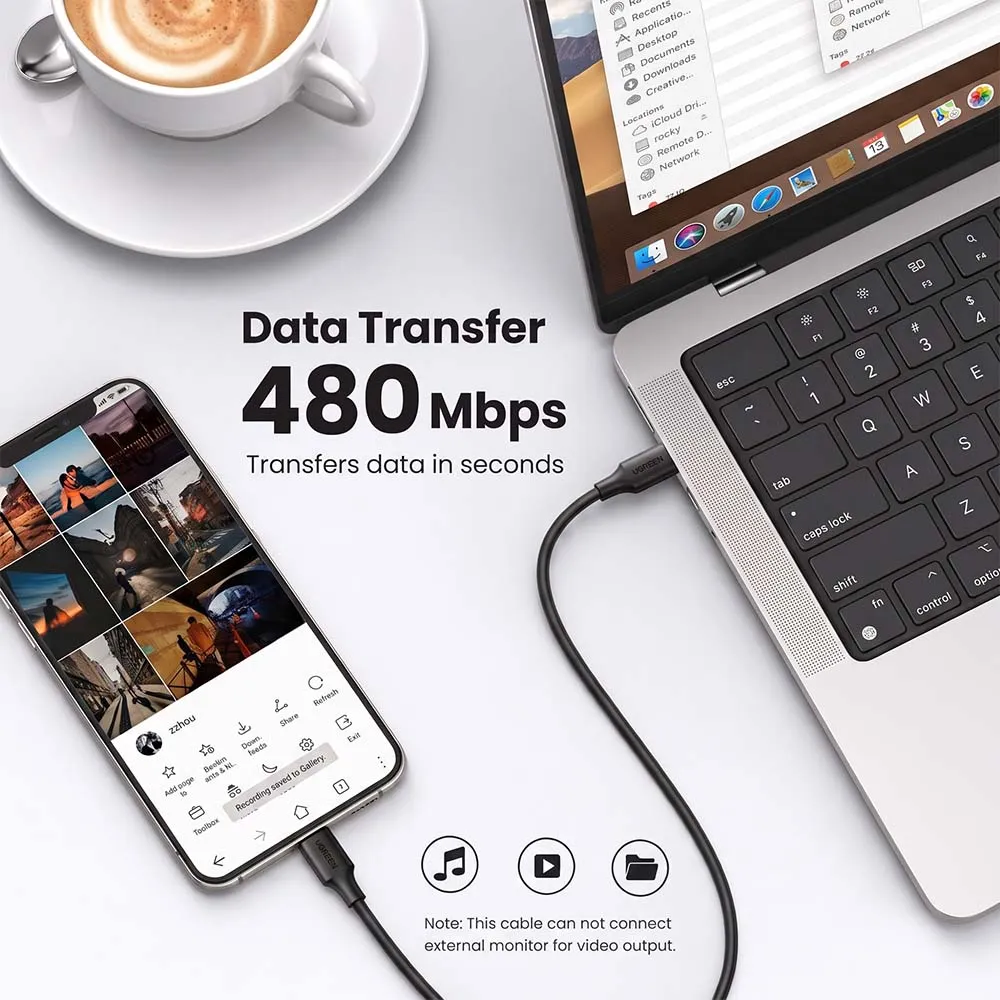 UGREEN 10306 2m USB-C to USB-C Cable 60W Black