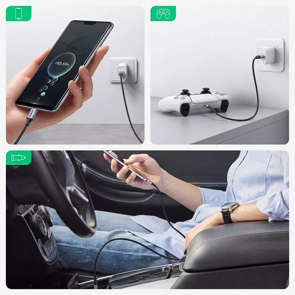 UGREEN 60408 3m USB-A to USB-C Aluminum Braided Cable Black