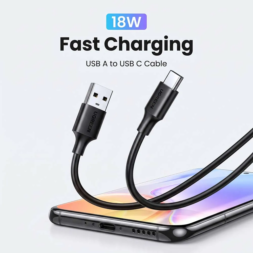 UGREEN 60118 2m USB-A to USB-C Nickel Plating Cable Black