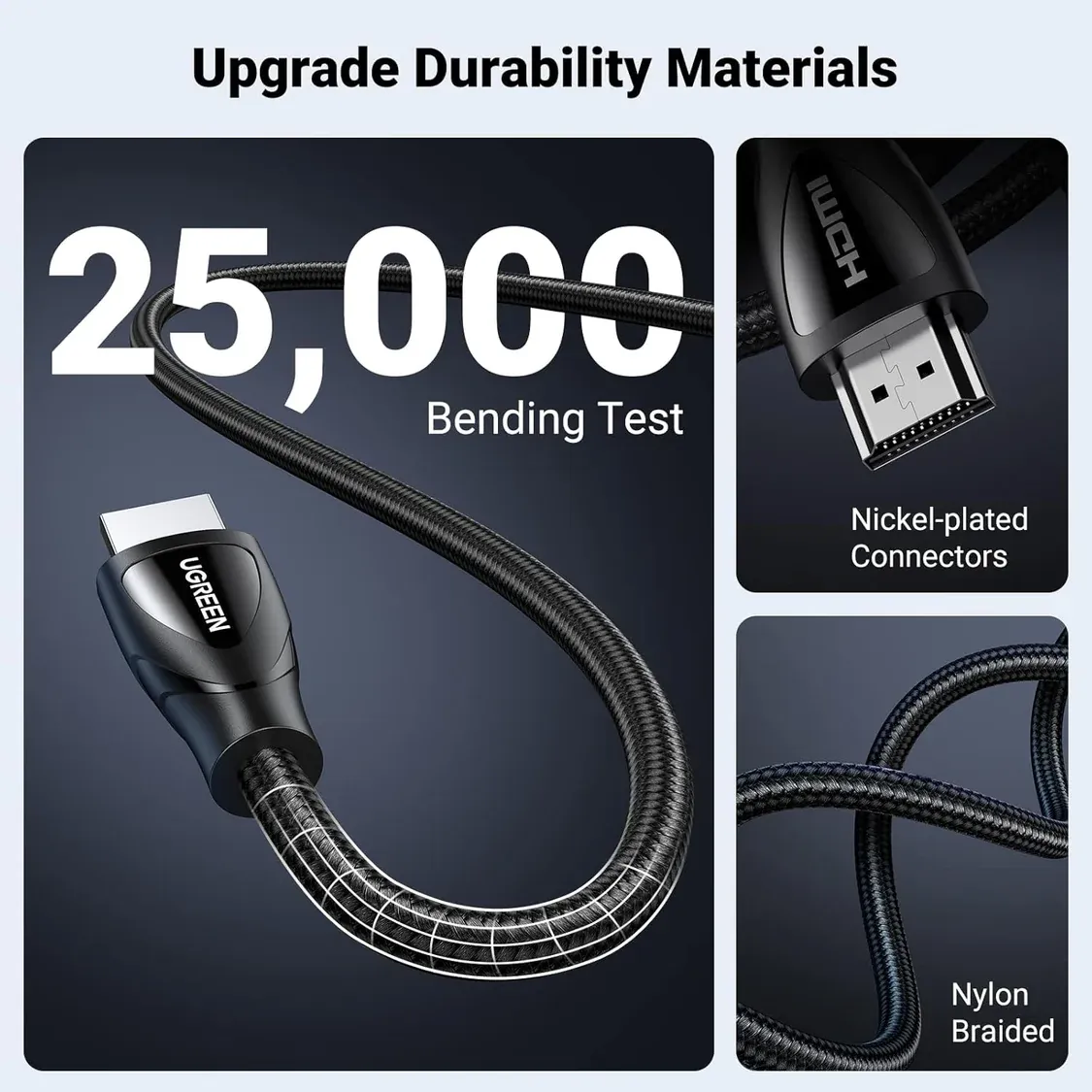 UGREEN 80405 HD150 8K HDMI Cable Male to Male Braided Black 5M Black