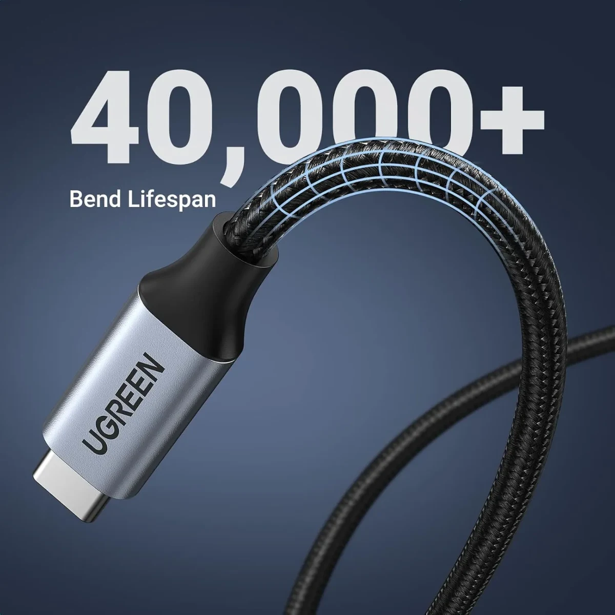 UGREEN 30205 USB-C Male to USB-C Female 1m Extender Braided Cable Gray