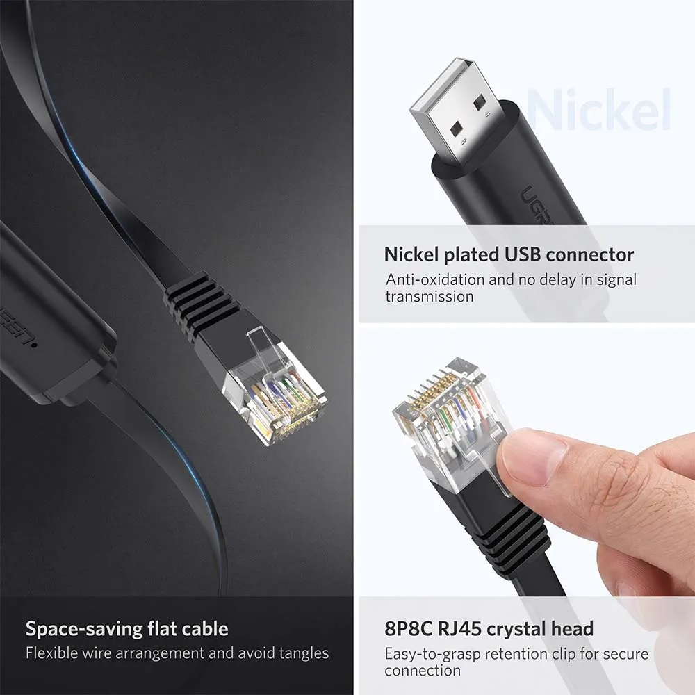 UGREEN USB-A to RJ45 Console Cable 1.5m Black (50773)