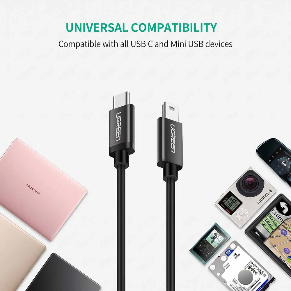UGREEN 50445 USB-C Male to Mini USB Male 1m Cable Black