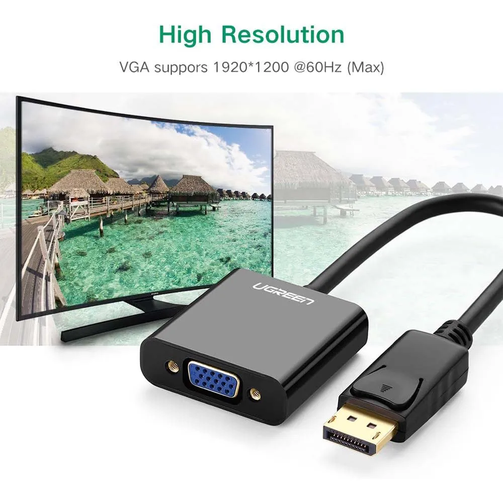 UGREEN 20415 CM455-DP Male to VGA Female Converter Black