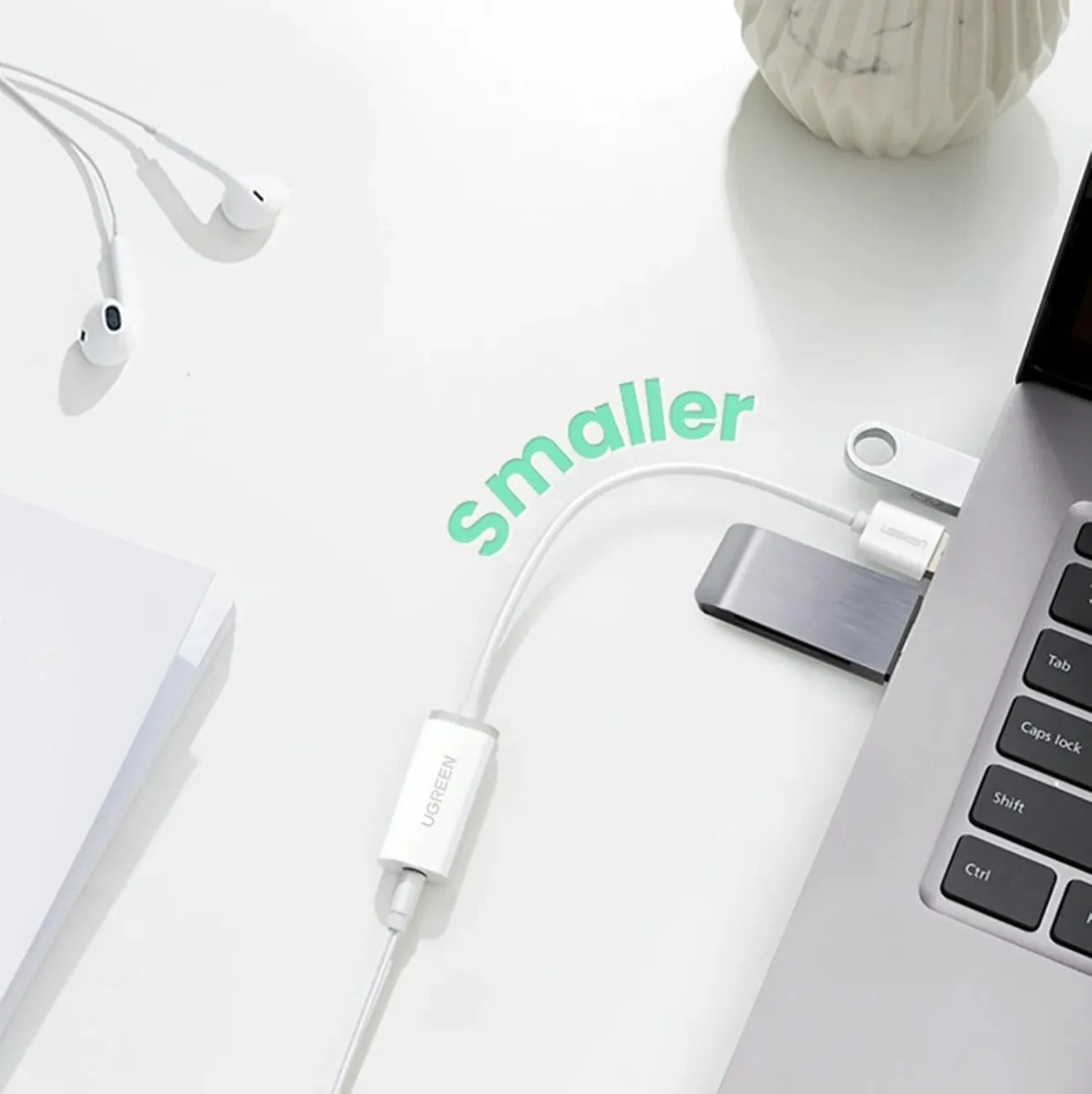 UGREEN 30712 US206 USB-A Male to 3.5mm Aux Cable White